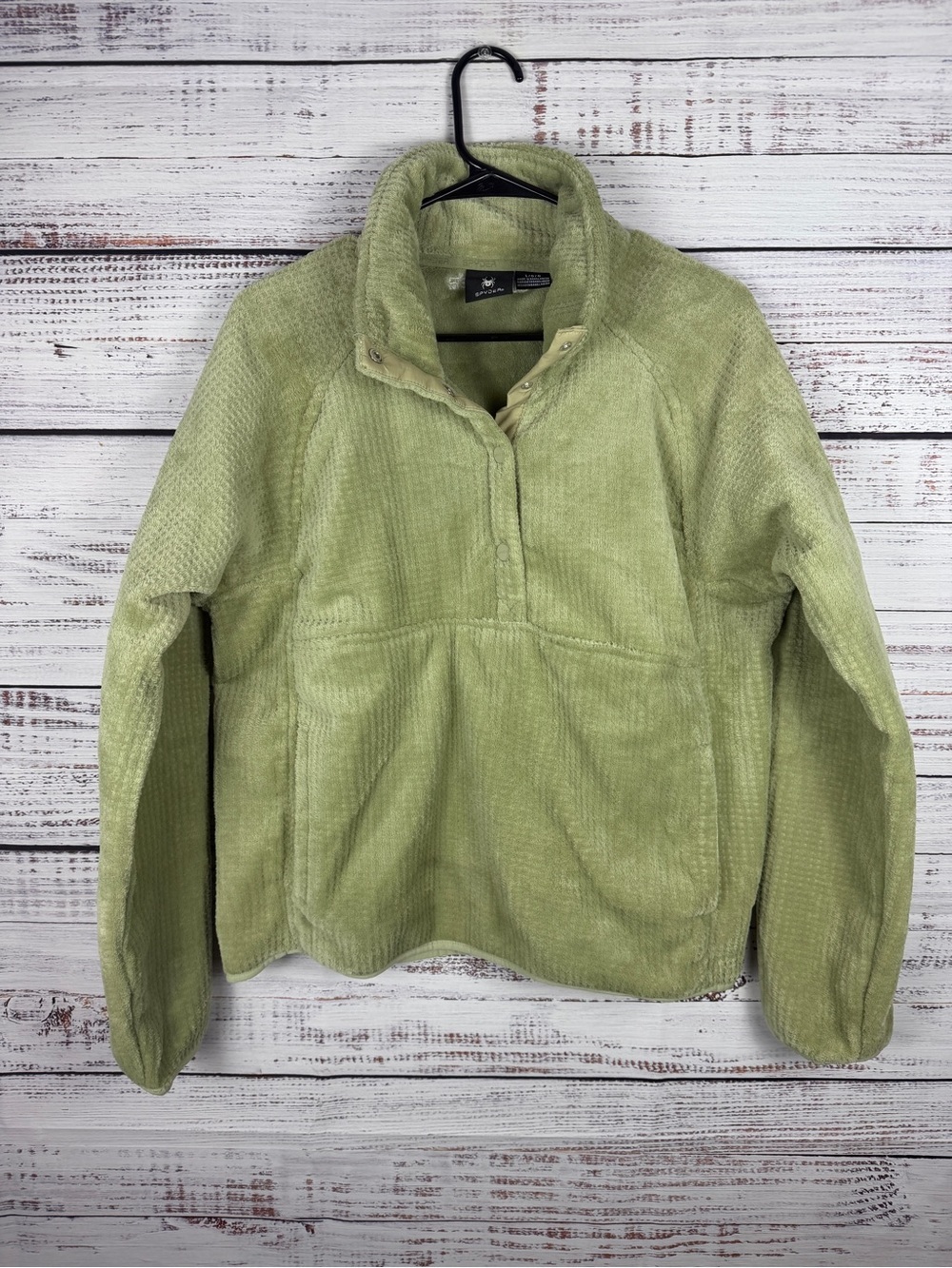 Spyder Women’s Sage Green Waffle Fleece Pullover Half Snap Pockets